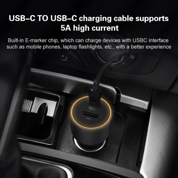 Xiaomi Mi 1A1C 100W 5A Car Charger USB C Dual Port PD QC 3.0 Fast Charging - product details high current cable - b.savvi