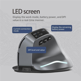 Zelotes F-26C Ergonomic Mouse Wireless, Vertical Mouse with LED Screen - product details display modes - b.savvi