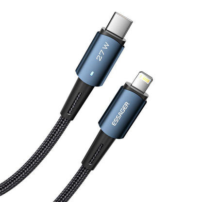 Essager USB C to Lightning Cable PD 27W Fast Charging - product variant blue front angled view - b.savvi