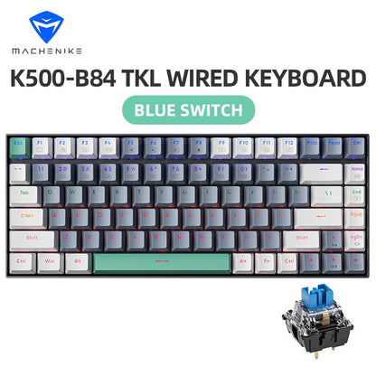 Machenike K500-B84 Tenkeyless Mechanical Keyboard LED Backlit 84 Keys - product variant front view blue switch - b.savvi