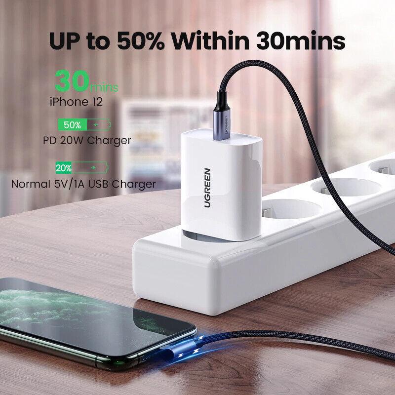 Ugreen MFi-Certified USB C to Lightning Fast Charge Cable 20W PD 3A Charging - product details up to 50% in 30mins - b.savvi