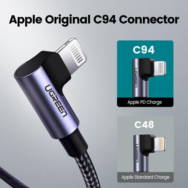 Lightning Extension Cable 90 Degree Apple Charger Ugreen MFi
