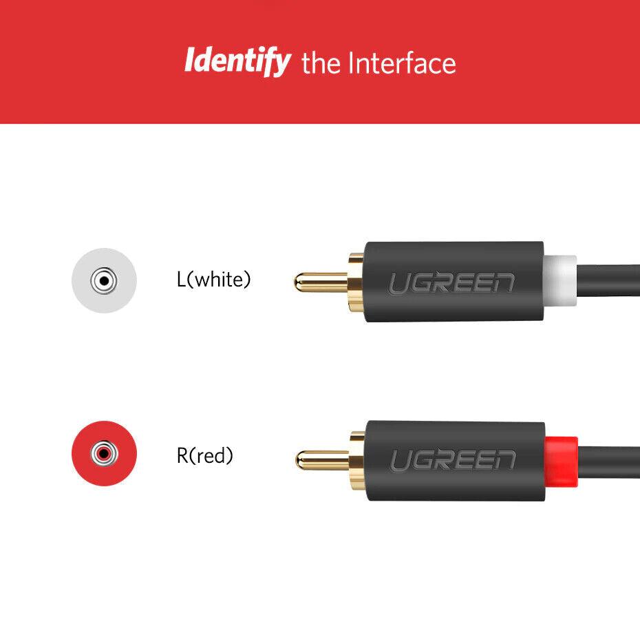 Ugreen RCA Audio Cable 2RCA to 2RCA Male Stereo Audio Twin Phono - product details identify the interface - b.savvi