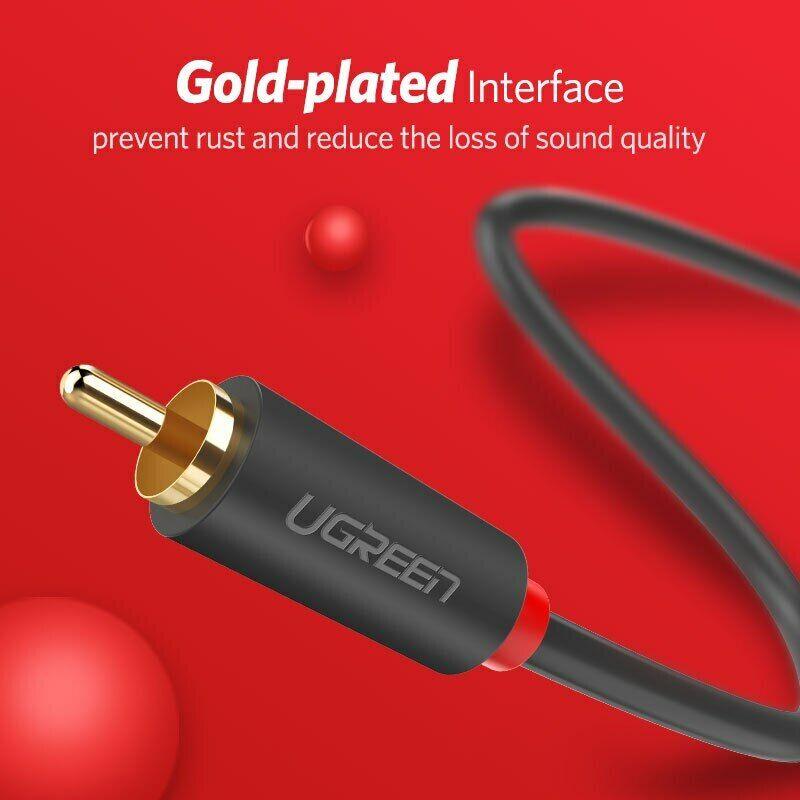 Ugreen RCA Audio Cable 2RCA to 2RCA Male Stereo Audio Twin Phono - product details golf plated - b.savvi
