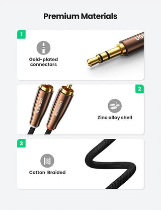 Ugreen RCA Audio Cable 3.5mm to 2RCA Phono Y Splitter - product details premium materials - b.savvi
