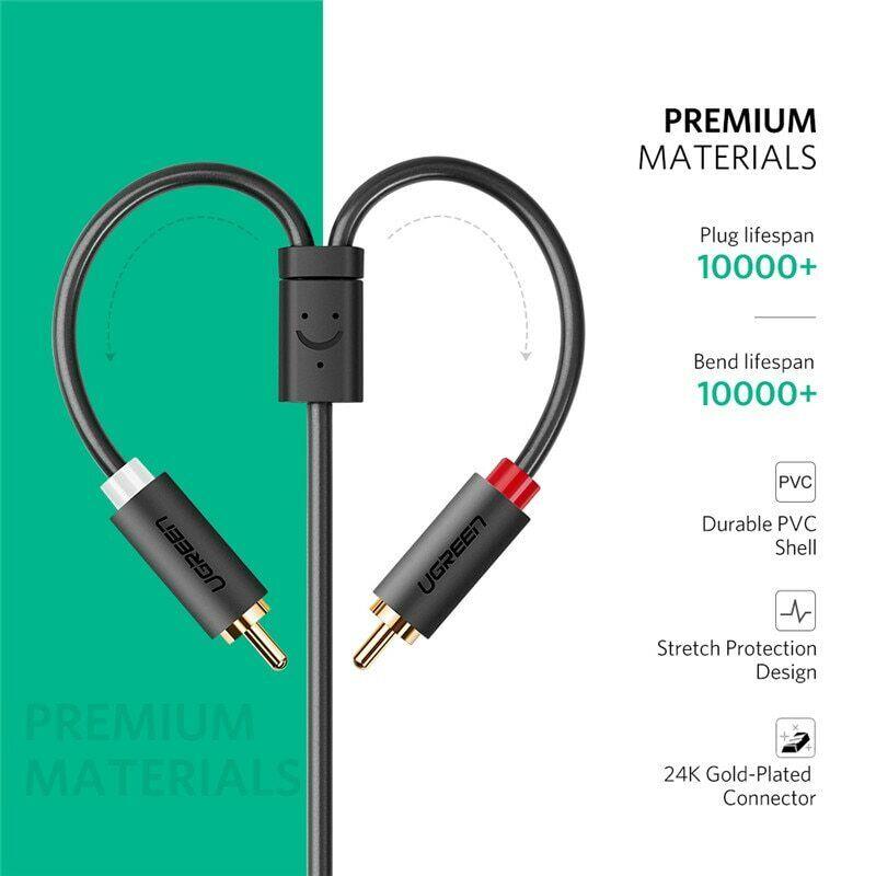 Ugreen RCA Cable 2RCA to 3.5mm Adapter Phono Stereo Audio Cable - 20cm - product details premium materials - b.savvi