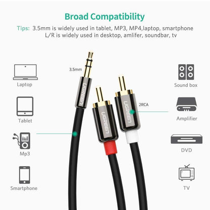 Ugreen RCA to 3.5mm Cable Aux to 2RCA Phono Audio Y Splitter - product details broad compatibility - b.savvi