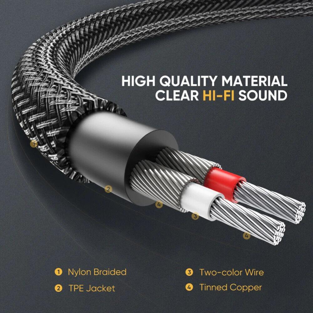 Ugreen RCA to 3.5mm Cable Braided Aux to 2RCA Phono Audio Y Splitter - product details high quality material - b.savvi