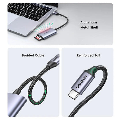Ugreen SD Card Reader SD4.0 TF USB C Memory Card Adapter 312MB/s - product details aluminium shell - b.savvi