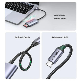Ugreen SD Card Reader SD4.0 TF USB C Memory Card Adapter 312MB/s - product details aluminium shell - b.savvi