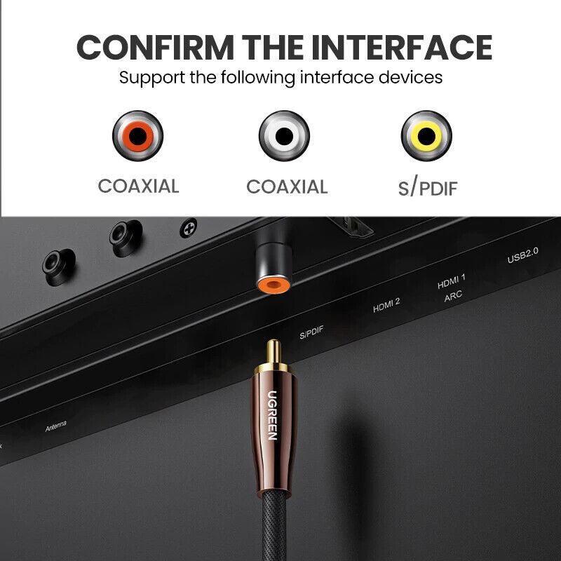 Ugreen Subwoofer RCA to RCA Audio Cable Male to Male Coaxial - product details support following interfaces - b.savvi