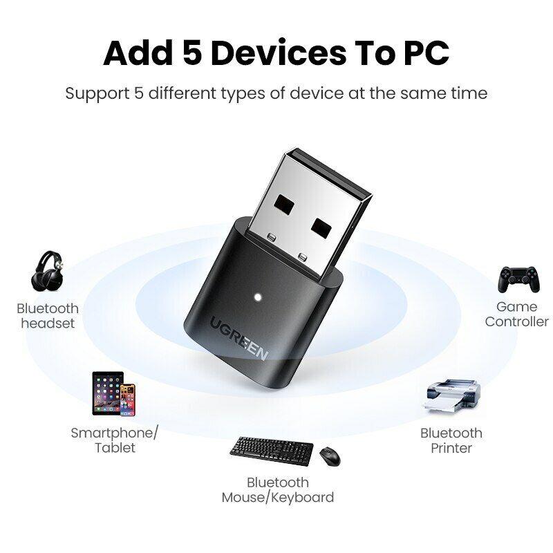 Ugreen USB Bluetooth 5.0 Wireless Dongle Adapter Receiver for PC
