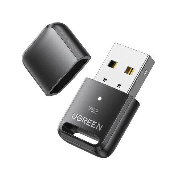Ugreen USB Bluetooth 5.3 Wireless Dongle Adapter Receiver for PC - product main black front angled view - b.savvi