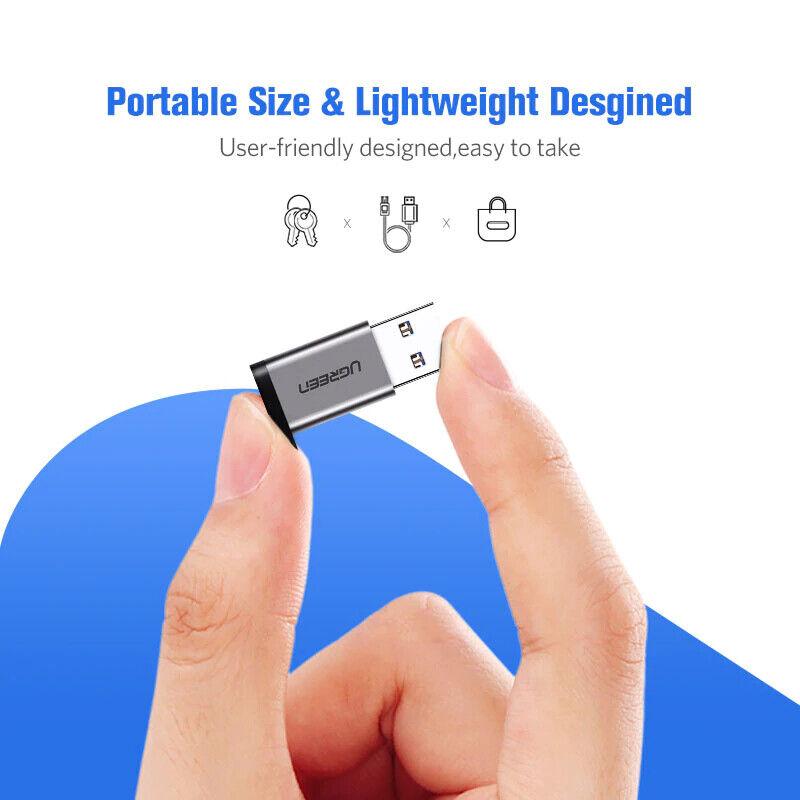 Ugreen USB to USB C Adapter USB A 3.0 Male to USB C 3.1 Female Connector - product details portable size - b.savvi
